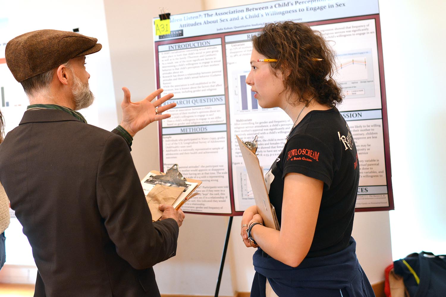 Jodie Kahan '21 presented her study titled, "Do Children Listen?: The Association Between a Child's Perception of their Mothers' Attitudes About Sex and a Child's Willingness to Engage in Sex."