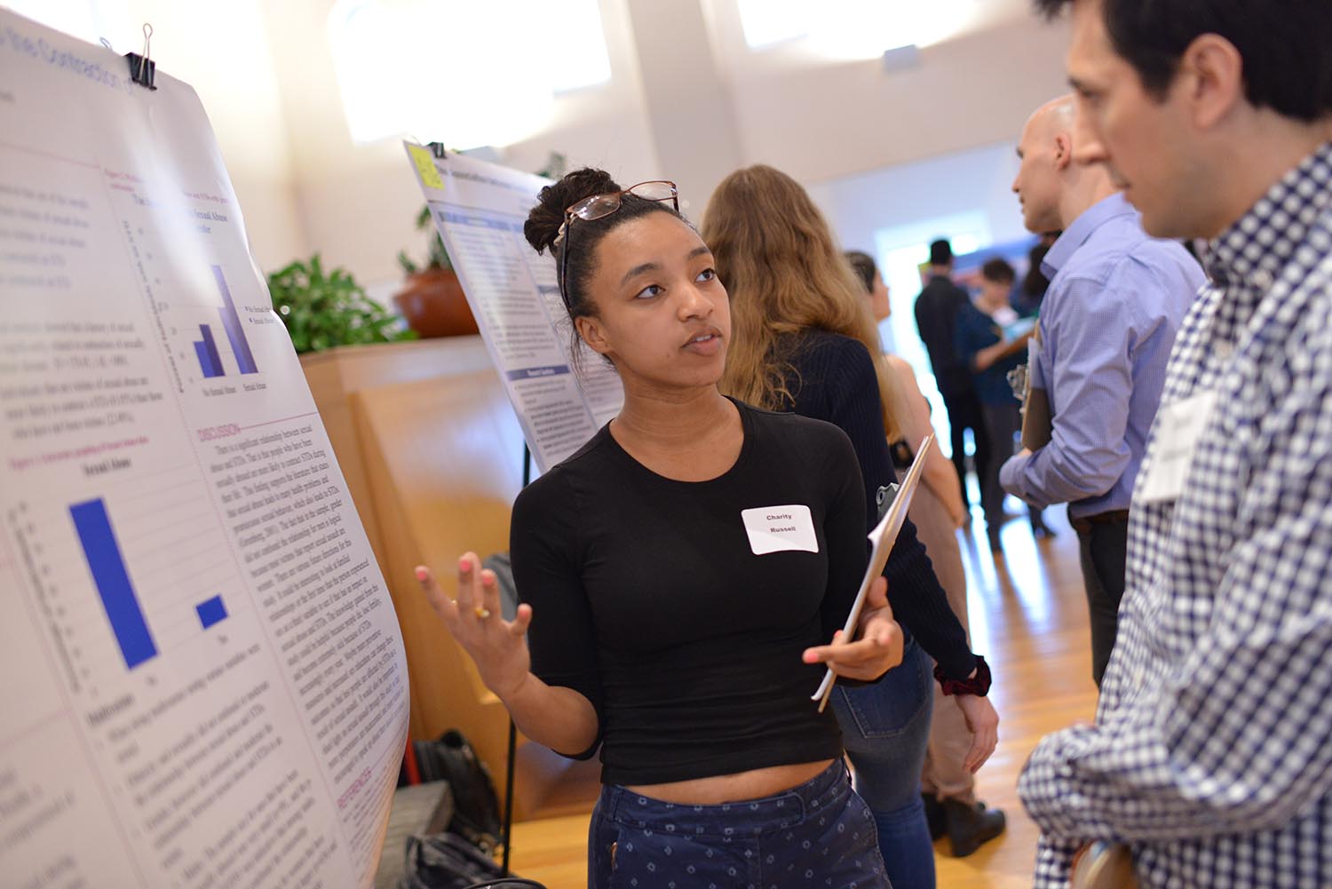 Charity Russell '21 presented her poster titled, "The Association between Sex Abuse and the Contraction of Sexually Transmitted Disease."
