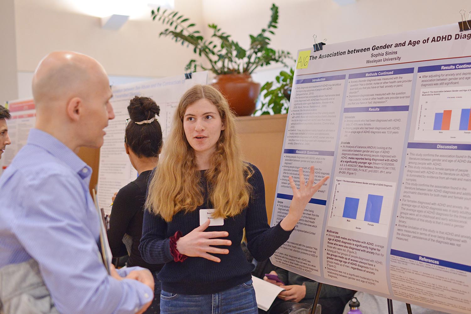  Sophia Sinins '22 shared the results from her study titled, "The Association between Gender and Age of ADHD Diagnosis."
