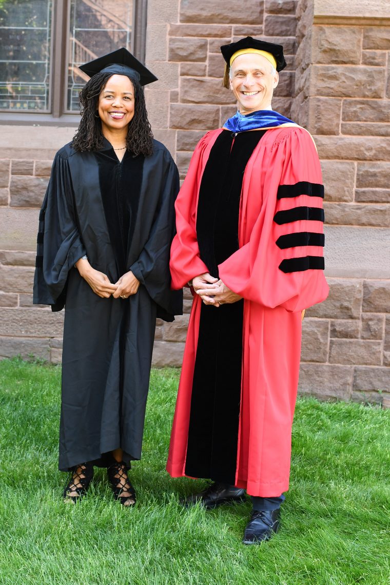 Saidiya Hartman ’84 and Wesleyan President Michael Roth