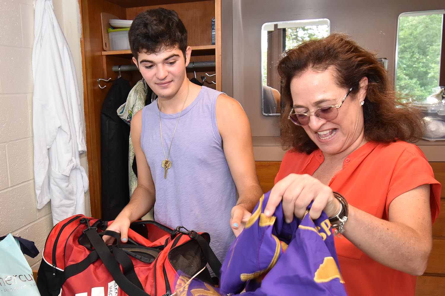 Harrison Haft, of NYC His mom, Simone, came to help him move in. He wants to study film. Move-in day “has been really nice. This room is nicer than I expected.”