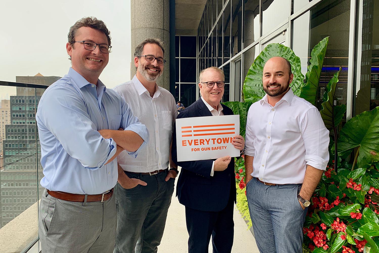 Rob Wilcox (Deputy Director of Policy and Strategy) Sam Levy (Counsel), John Feinblatt (President) and Nick Suplina (Managing Director of Law and Policy).