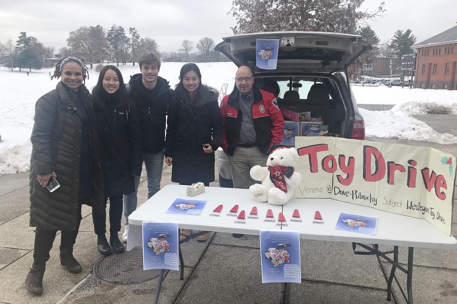From Dec. 2-6, the Office Public Safety hosted its second annual Stuff a Cruiser toy drive. Several student-athletes, members of the Student Athlete Advisory Committee, and members of Delta Kappa Epsilon fraternity volunteered to help collect donations. 