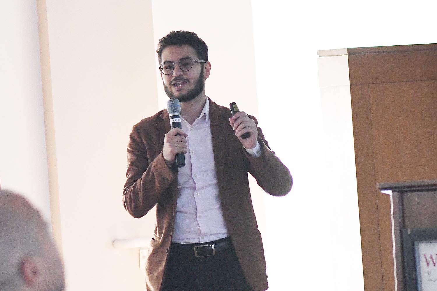 Ahmed Badr ‘20, who defines himself as an "Iraqi, Muslim refugee" garnered support for his organization, Narratio. Narratio activates, supports, and highlights the creative expression of displaced young people through publishing, fellowships, workshops, and partnerships. 
