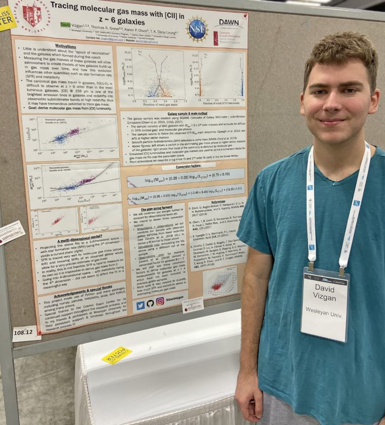 David Vizgan '21 was awarded a Chambliss Medal by the American Astronomical Society for his poster presentation at the January meeting.