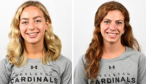 Women's cross country team members and classmates Jane Hollander '23 and Sara Greene '23