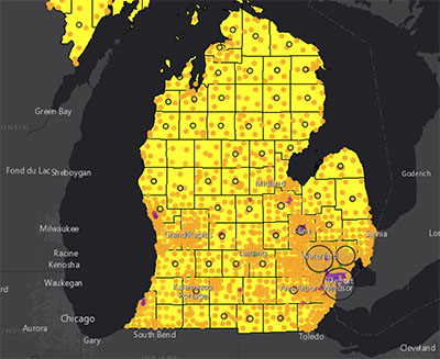 Michigan Racial Demographics and COVID-19 cases by County from April 2020.