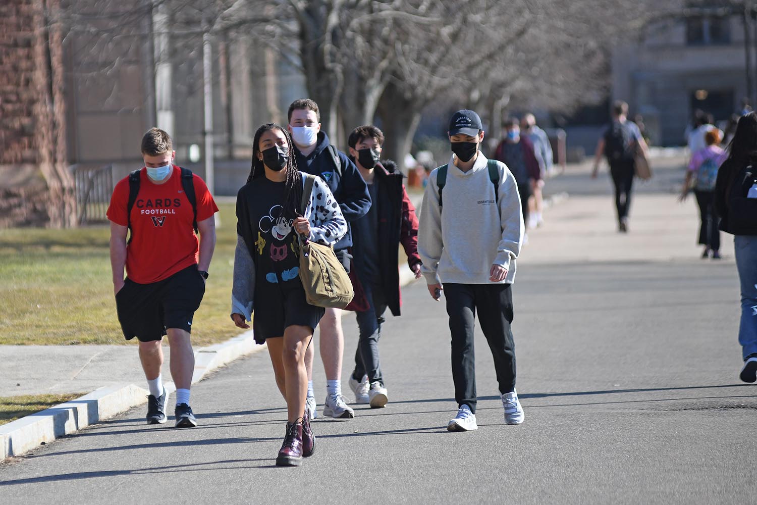 Students, who are in their fifth week of spring semester classes, continue to wear face coverings in all public places during the COVID-19 pandemic.