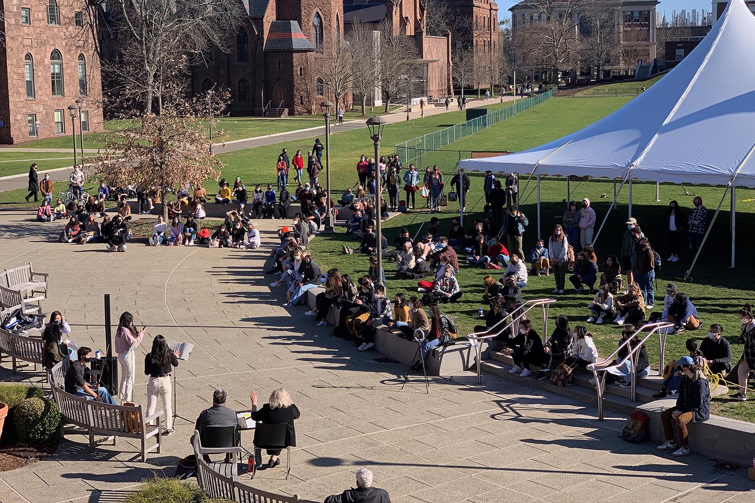 Students organized a vigil on March 30 to reflect on a recent attack against Asians and Asian Americans. (Photo by Nathaniel Pugh ’21)